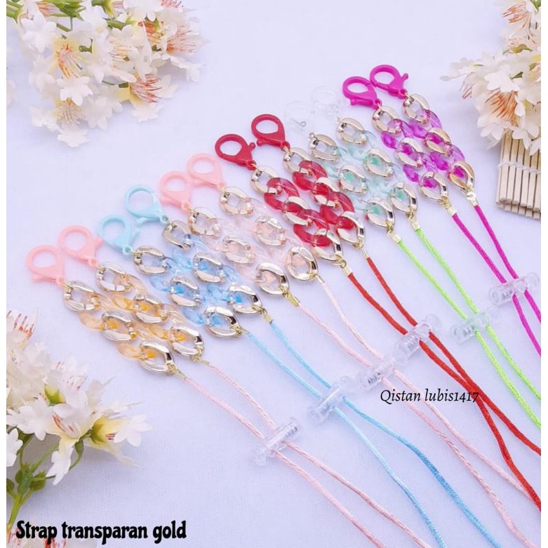 Strap masker transparan gold beli 10 free 2