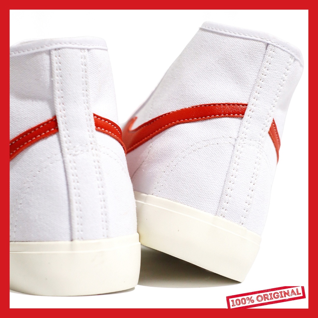 ORIGINAL - Sepatu Brand Lokal Kasual Pria Wanita No Brand White Red Hi Not Sneakers Compass Gazelle Putih Merah Tinggi