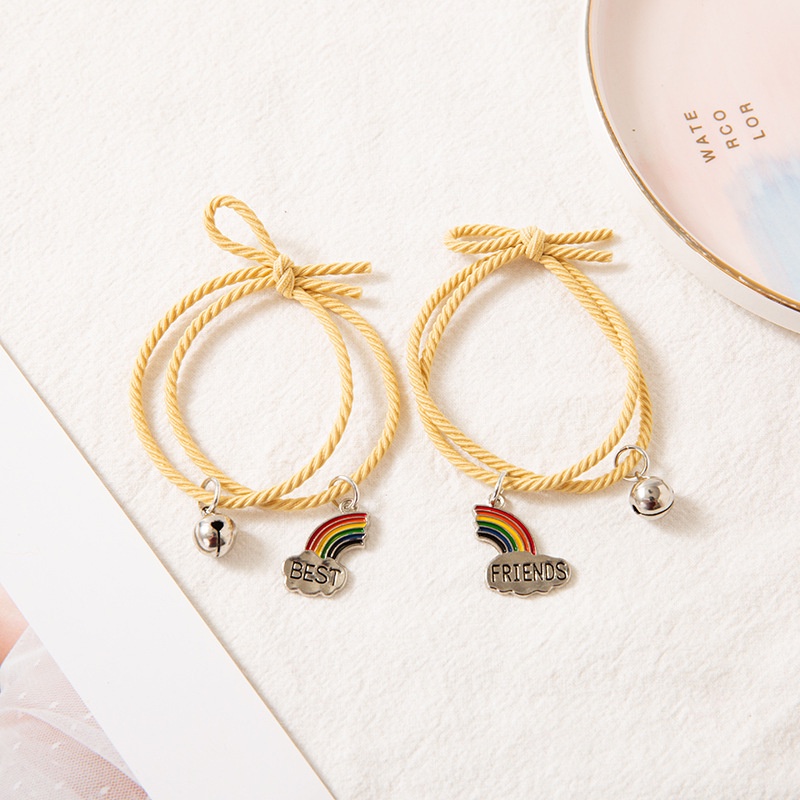 2pcs/Set Gelang Pelangi Gaya Korea Sahabat Gelang Persahabatan / Gelang Couple Pelangi