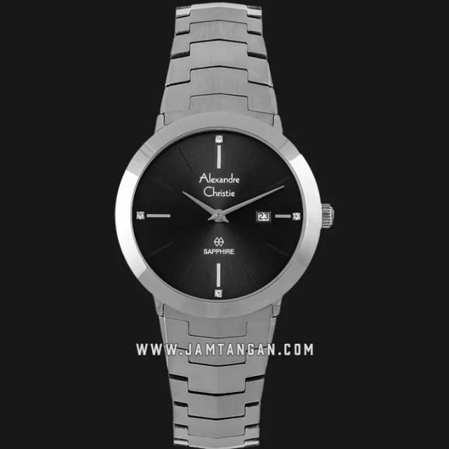 Alexandre Christie AC 8568 LD BSSBA Ladies Black Dial Stainless Steel