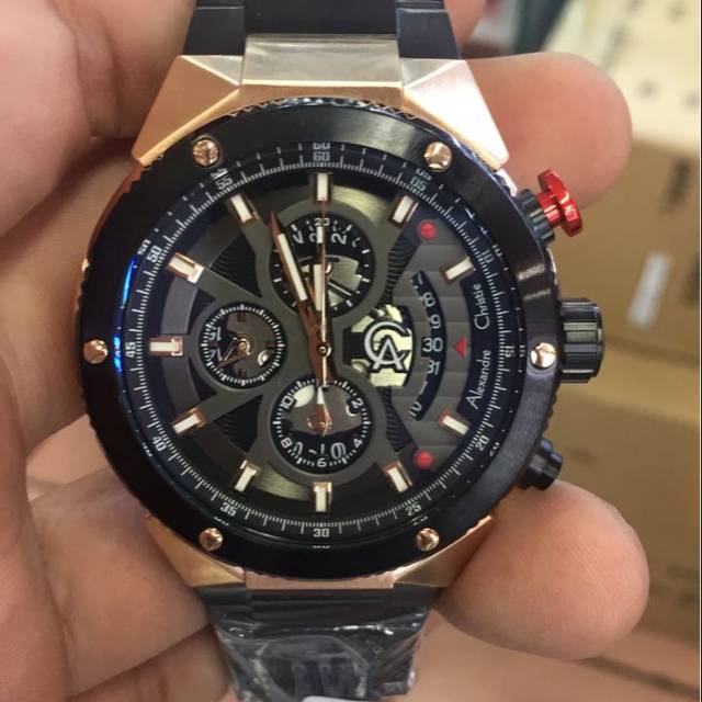 Alexandre Christie AC 6461MC Rantai Hitam Gold