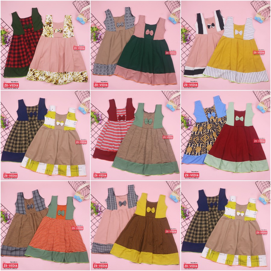 Dress Aurora uk 5-6 Tahun / Baju Dres Anak Perempuan Murah Polos Yukensi Adem Pakaian Pesta Gaun