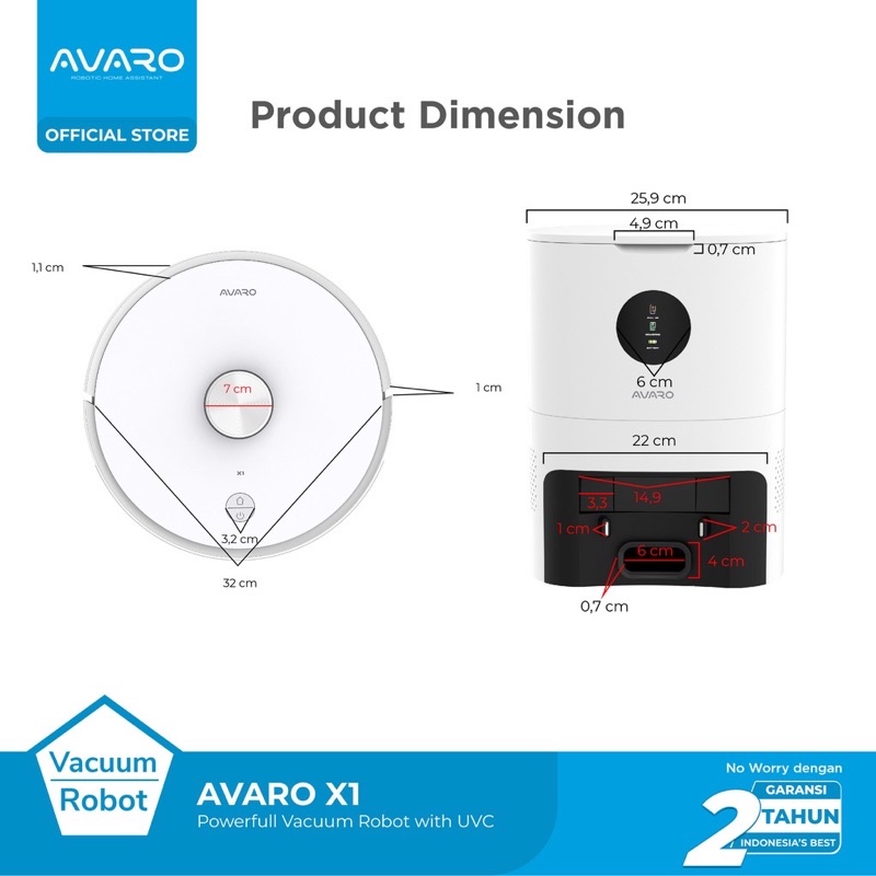 Robot Vacuum Cleaner Avaro X1 Sapu Pel Vakum with Auto Empty Station