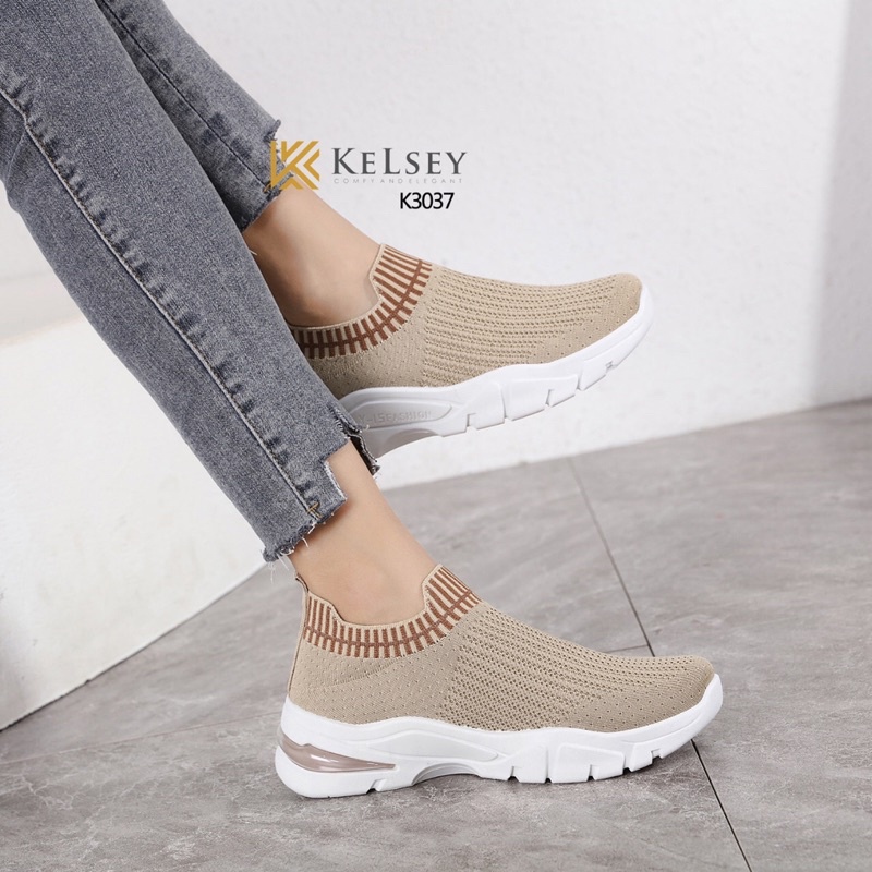 (GRATIS ALAS KAKI) Nicole Sepatu Sneakers Air Boots Wanita 4cm Kelsey / Sepatu FlyKnit Sneakers Wanita K3037