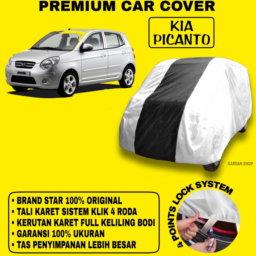 Body Cover KIA PICANTO SILVER HITAM Penutup Bodi Mobil Kia Picanto Waterproof PREMIUM