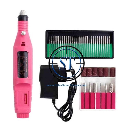 Bor Mini Grinder Grafir Electric Polishing Machine Drill Nail Care + 30 Mata Ukir Diamond Paralon Akrilik PCB Manicure