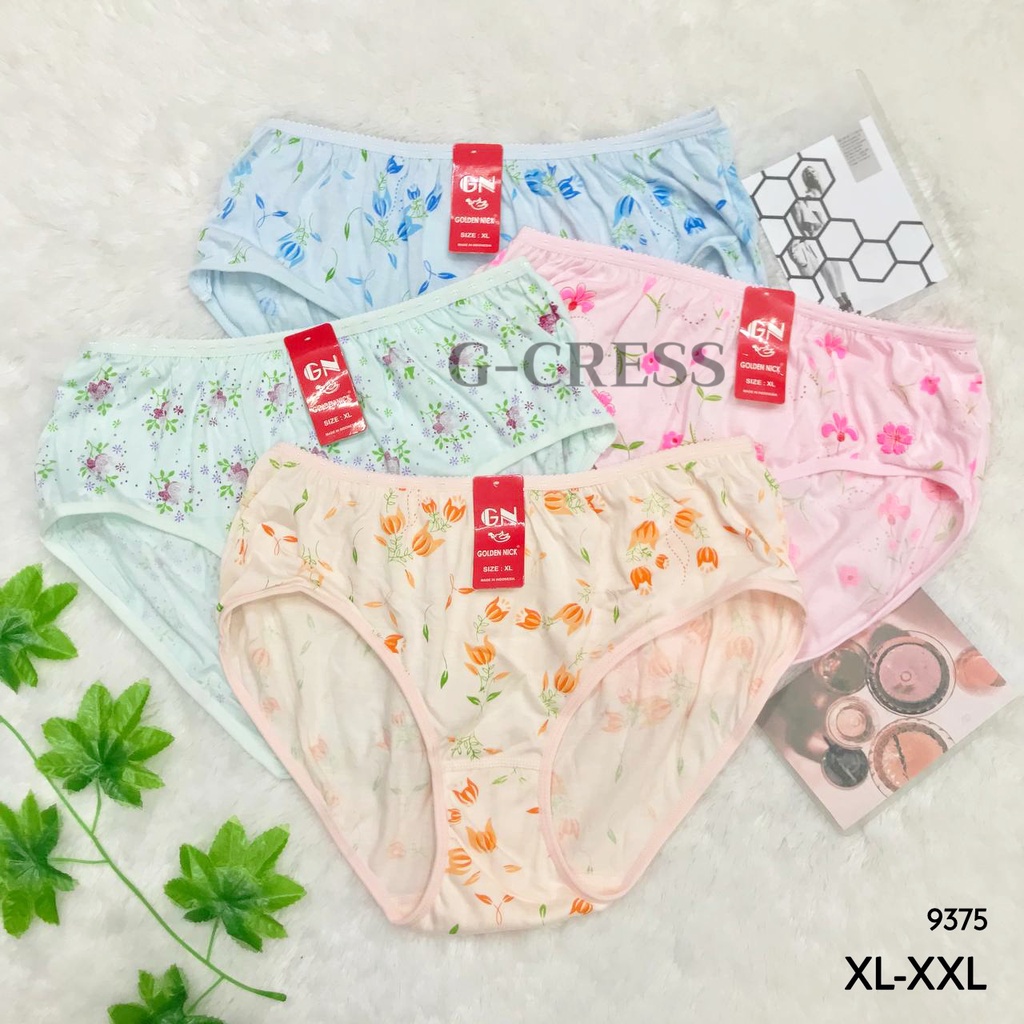 CD Wanita/Celana Dalam Cewek JUMBO XL, XXL Murah Sepinggang Katun Motif Bunga Lembut Karet Kecil Ade