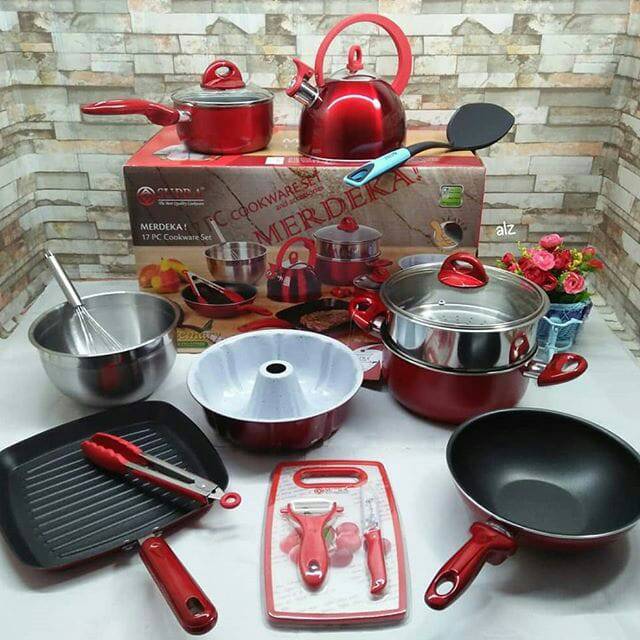 SUPRA PANCI SET 17pcs MERDEKA/PERLENGKAPAN ALAT MASAK 17PCS SUPRA COOKWARE MERDEKA