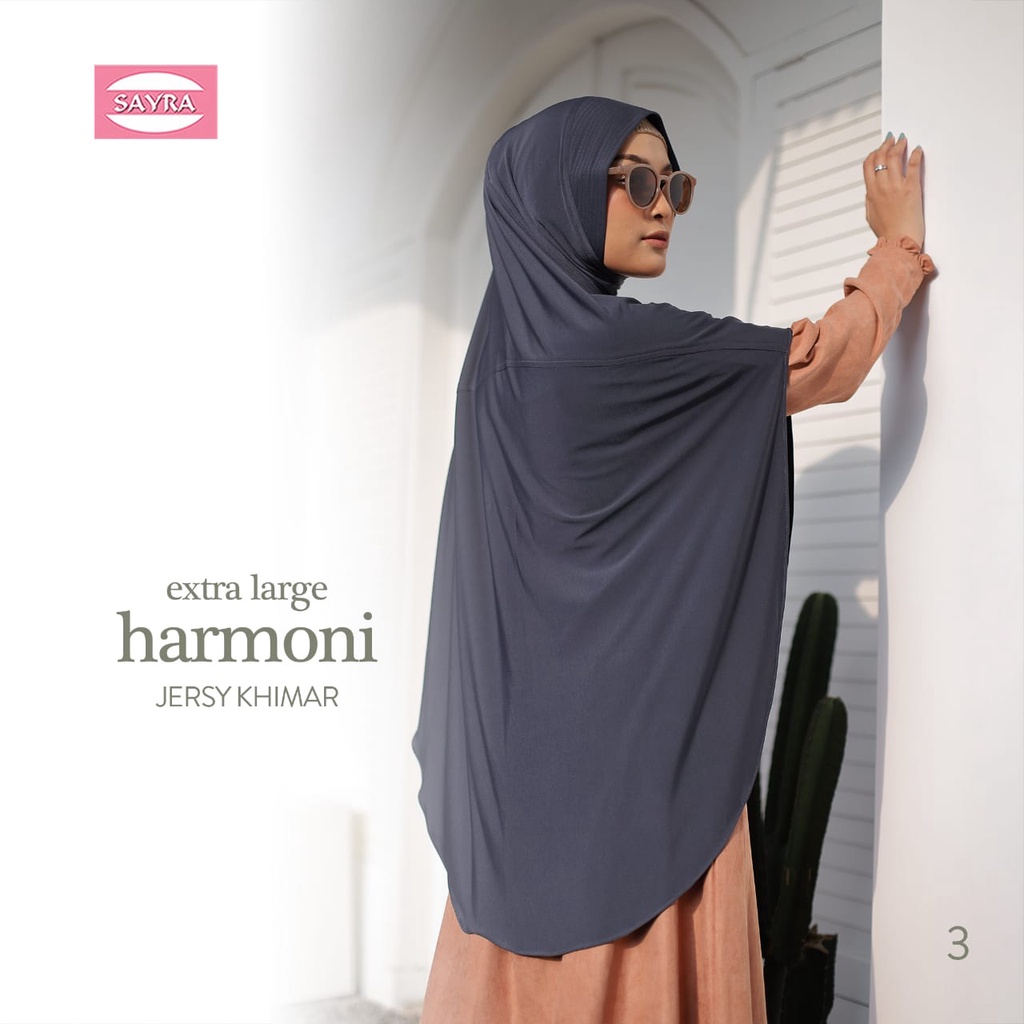 Jilbab Instan Bergo Harmoni Large & XL Jersy Khimar Ori Sayra SAYRA1-ABU TUA -XL