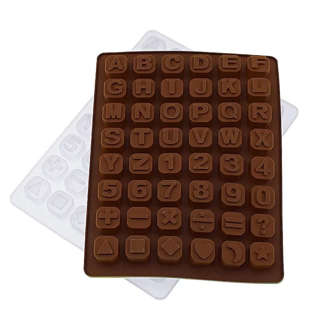 Cetakan Coklat Huruf Angka Simbol 48 Grid Silicone Baking Molds Cetakan Coklat Jelly Pudding Es Batu Huruf Angka 48 Grid Silicone TERMURAH TERLARIS