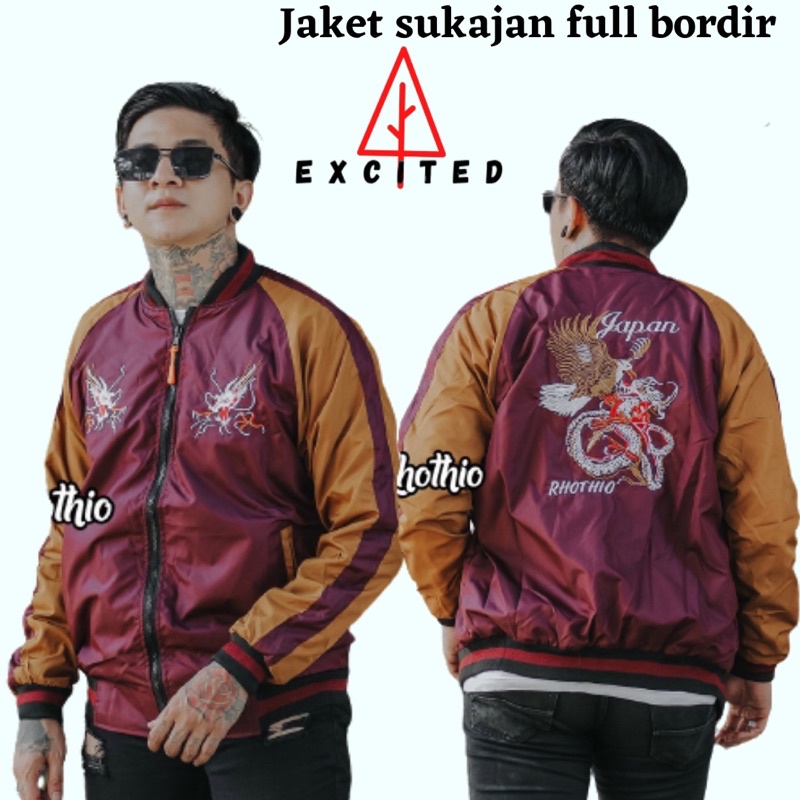 JAKET PRIA / JAKET SUKAJAN BORDIR DRAGON / JAKET TASLAN