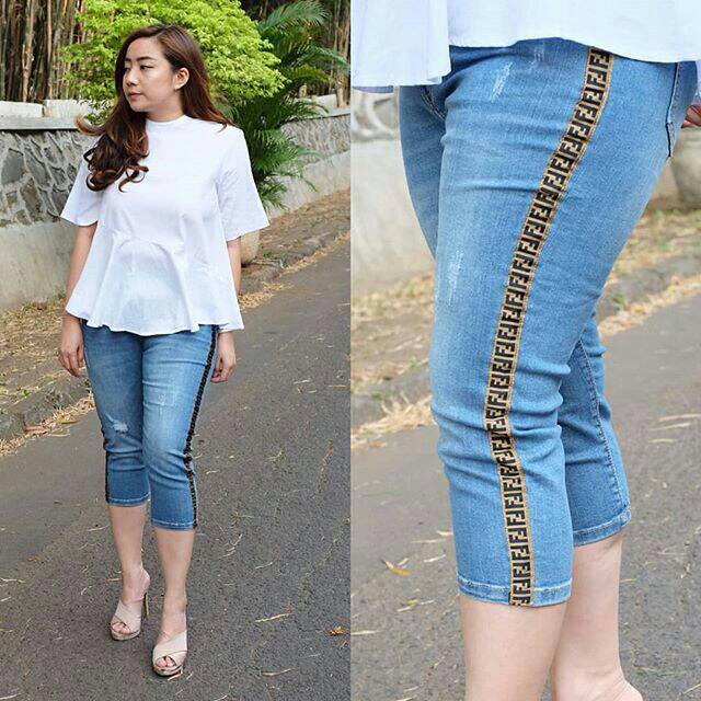 CELANA JEANS IMPORT WANITA 7/8 FENDI JEANS IMPORT