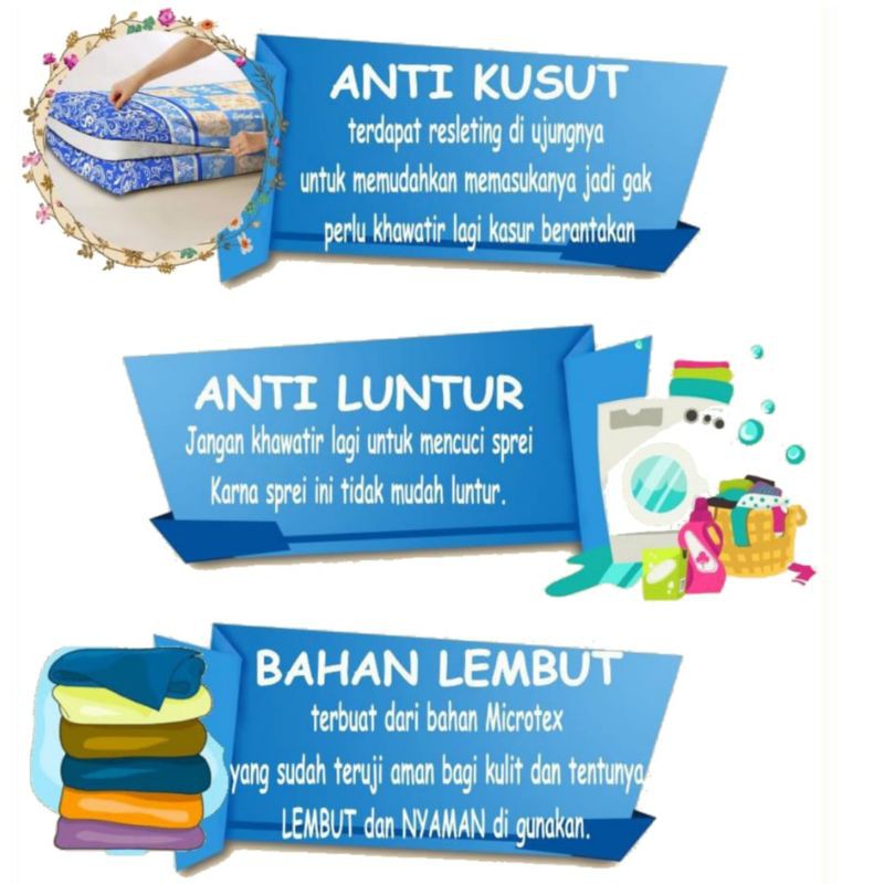 RB Sarung urung kasur busa resleting no 1 no 2 180x200x15 160x200x15 karakter murah AST