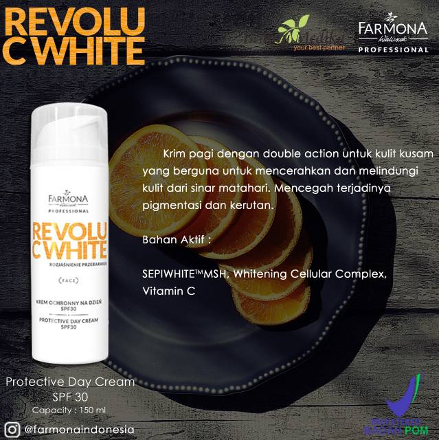 Sunscreen SPF 30 Farmona Revolu C White  Protective Day Cream 150ml