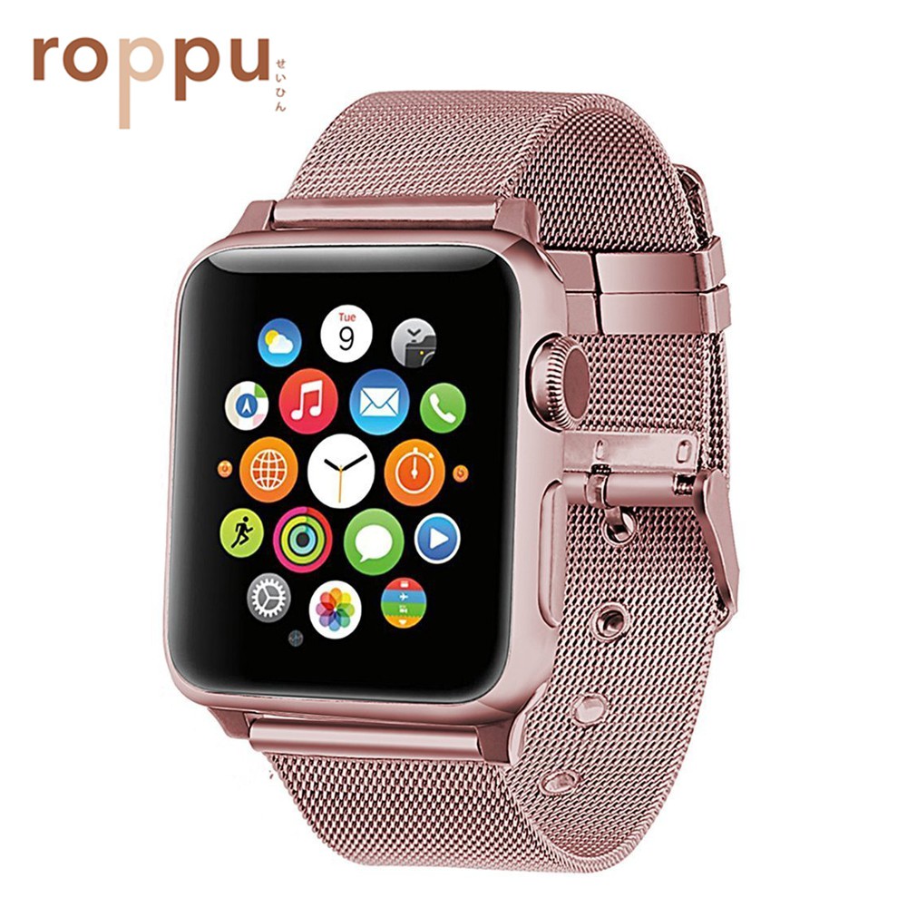 Roppu Stainless Steel Metal WITH BUCKLE Apple Watch Strap series 1/2/3/4 38mm,40mm,41mm42mm,44mm, 45mm