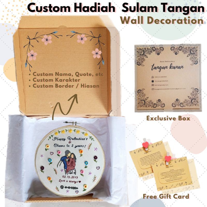 [25 cm] Hadiah Kado Custom Embroidery Character  Ulang tahun Wisuda Sulam unik