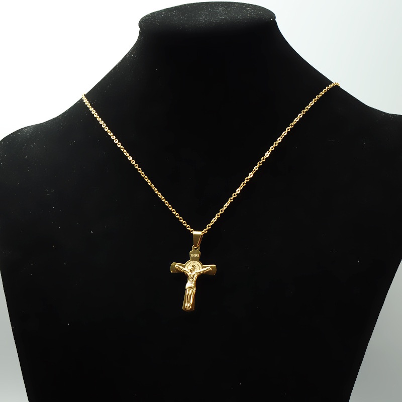 Kualitas Tinggi Stainless Steel Salib Yesus Kalung Liontin Non-memudar Hypoallergenic Best Wishes Gift N-22030