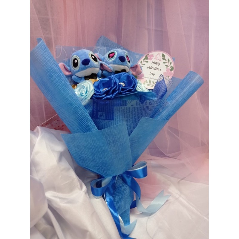 Buket bunga boneka lilo stitch 2 pcs import