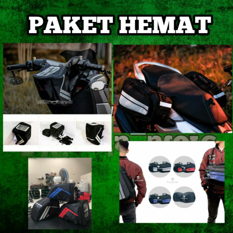 [ PAKET HEMAT ] Aksesoris Tas Motor Matic Touring Sunmori Buat Nmax Aerox Beat Mio Scoopy Pcx