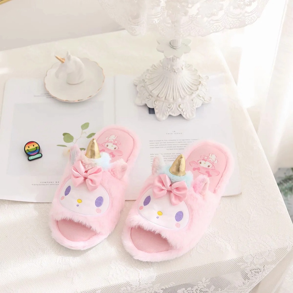 Sandal Rumah Cartoon Lucu Bahan Plush Anti Slip