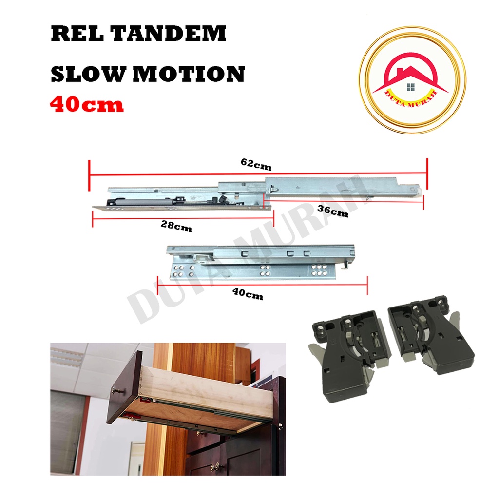 Rel Laci Tandem Slowmotion Double Extention (2x Tarikan) 40 cm isi 1 set