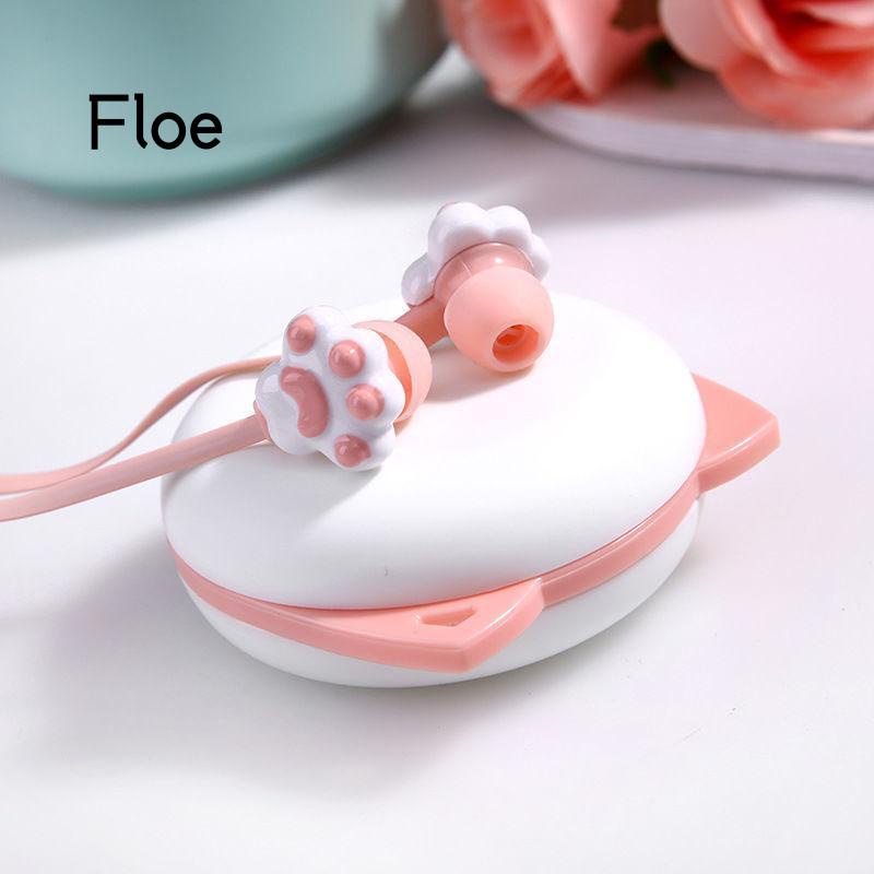 Fl Earphone In ear Bentuk Telapak Kaki Kucing Lucu