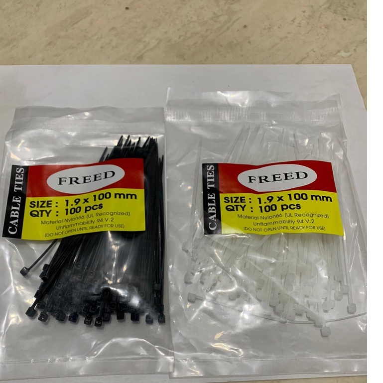 Jual Kabel Ties /Cable Ties FREED 1.9X10CM putih/hitam Putih