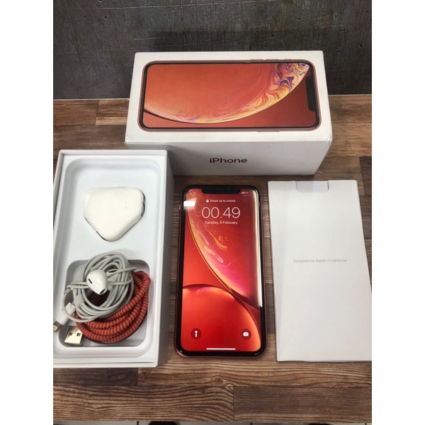 iphone xr 64gb coral bh 83% fullset blm bongkaran