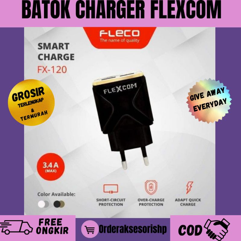Batok Charger Flexcom / Charger port 2 USB / Travel Charger