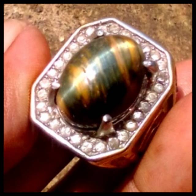 BIG SIZE Batu Tiger Eye Bulu Macan Fosil Sepah Fenomena Mata Kucing Garis Tajam Asli Alam Ada Garnet