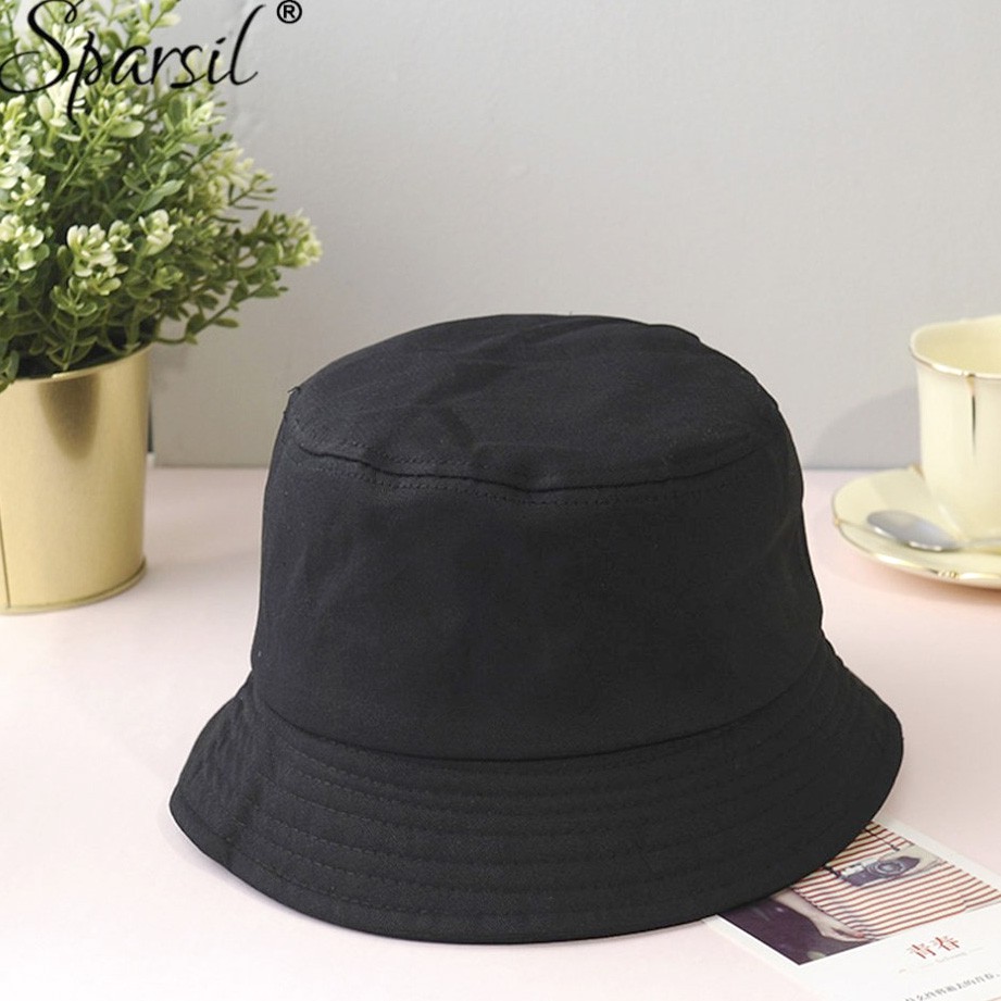 Sparsil Topi Bucket Hat Pria Wanita - Black