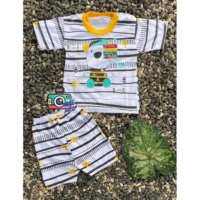 stelan baju bayi tedy bear summer setelan 3-18 bulan (PD005)