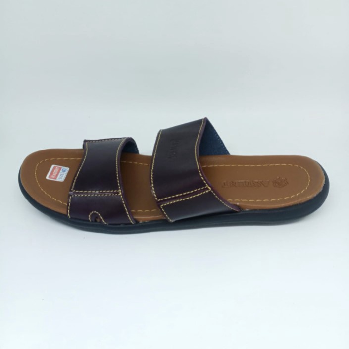 Sandal Slop Cowok 39 - 43 Ban 2 Sendal Casual Pria Dewasa Laki Bahan Kulit Sintetis Astent