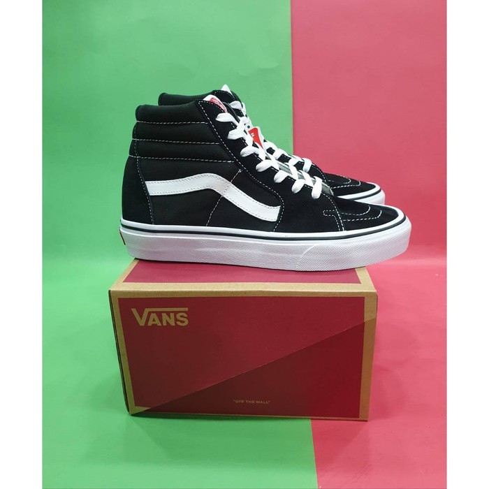 ASLI SEPATU VANS SK8 HI CLASSIC BLACK WHITE UNISEXGLOBAL BNIB - 36 SNEAKERS ORIGINAL