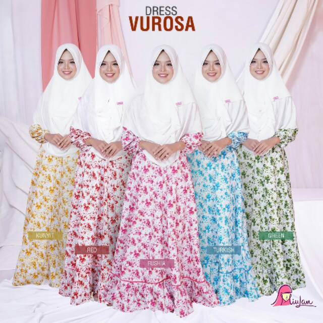 Dress Muslim MiuLan VUROSA Dress | Baju Busana Muslim Wanita Pakaian Muslim Perempuan Cewek Motif Bu