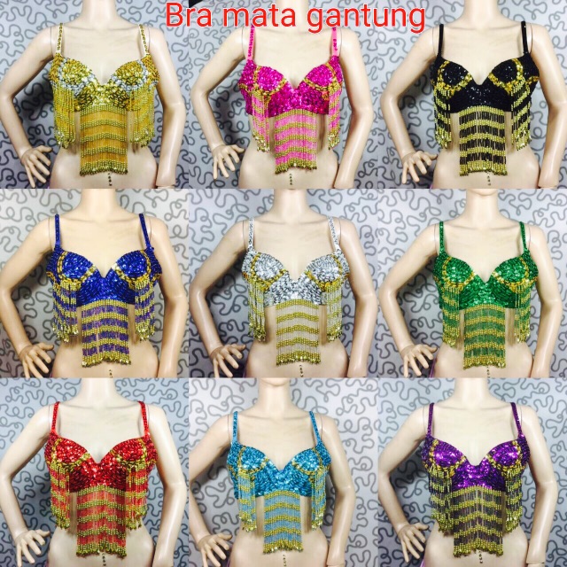 Belly dance bra mata gantung sexy lingerie kostum tari dance fitness aerobik dansa senam halloween