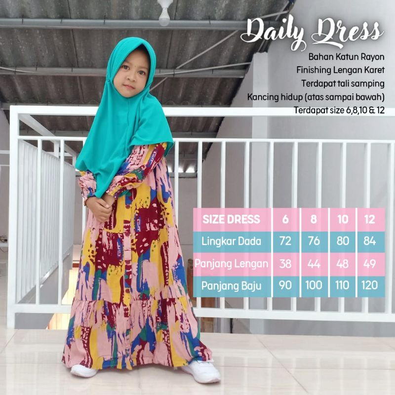 New-Gamis Anak Motif/Busana Muslimah_Daily Dress Kids_Bahan Katun Rayon Premium_Nyaman dipakai