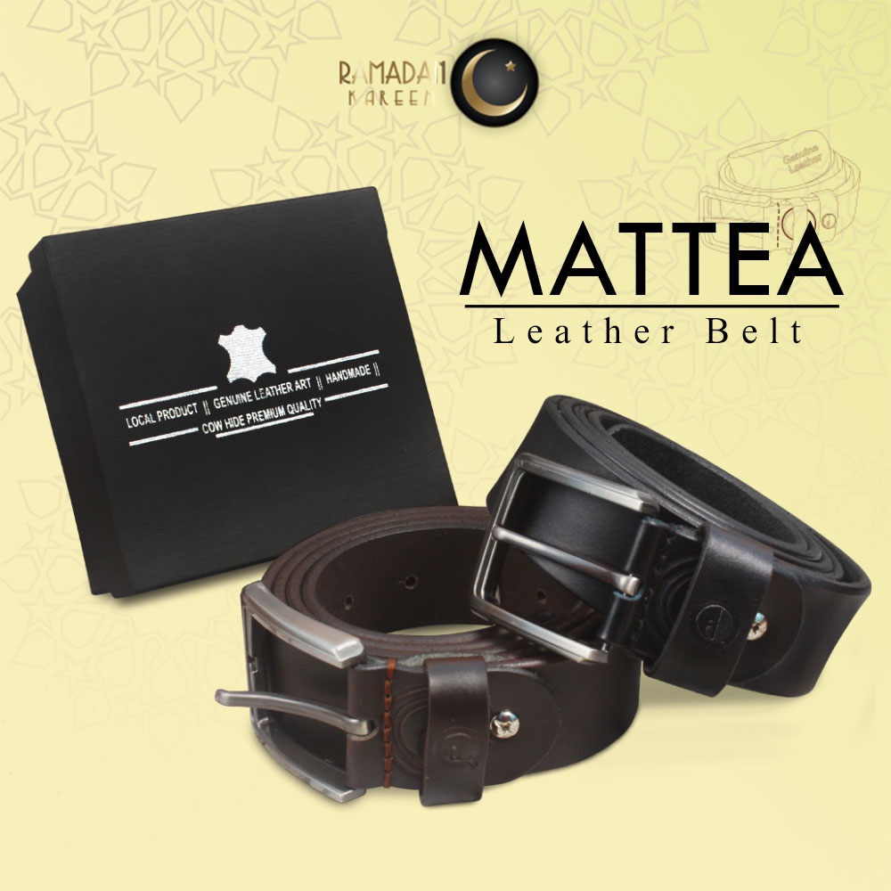 Ikat Pinggang Pria Bahan Kulit Sapi Asli Sabuk Gesper Kulit 100% Genuine Leather Belt MATTEA SQ JARUM KUALITAS TERJAMIN MEMUASKAN