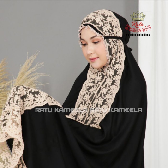 MUKENA DEWASA RAYON BORDIR MODEL SHIREEN MUKENAH ADEM LEMBUT TERBARU - Hitam