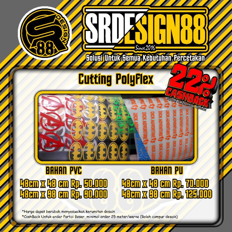 cutting sablon polyflex pvc meteran