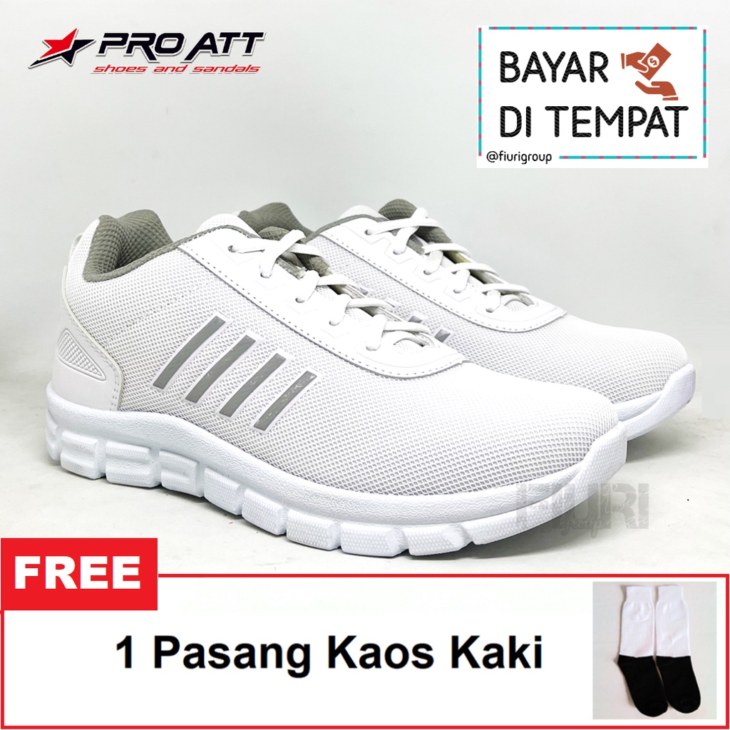 FIURI - Pro ATT Original - PCP 870 PUTIH ABU - ABU 37-40 - Sepatu Kets Wanita - Sepatu Sneakers Wanita - Sepatu Olahraga Sport Wanita - Sepatu Casual - Sepatu Jogging Lari Fitness Gym Senam Wanita - Sepatu Cewek - Sepatu Sekolah Bertali SD SMP SMA