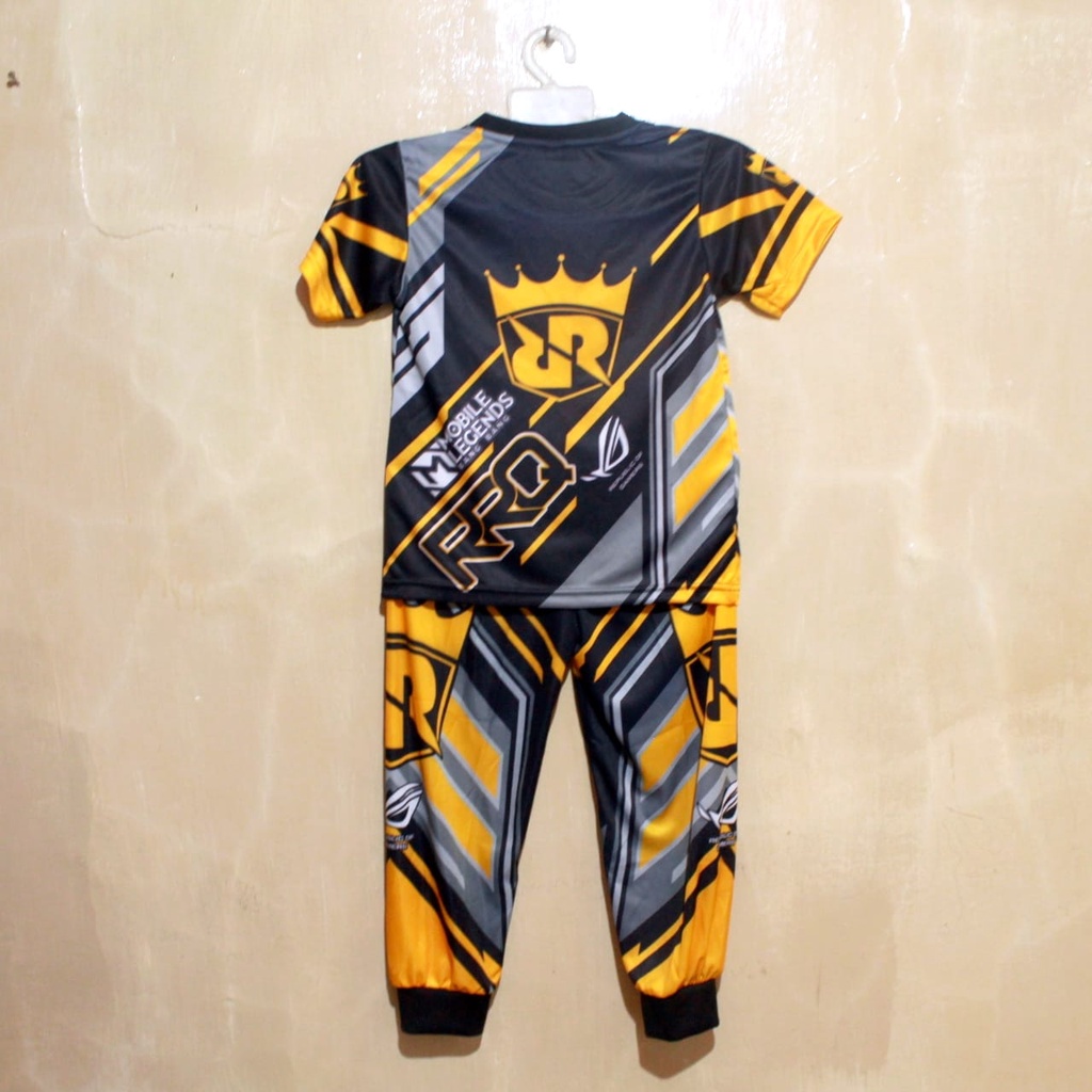 setelan jersey gaming mobile legend rrq lengan pendek celana panjang size 10-20