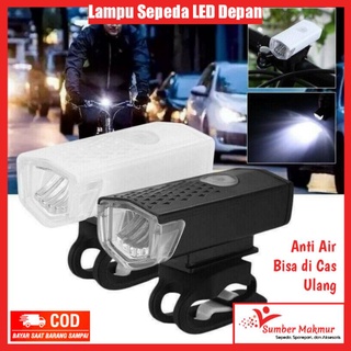 Lampu Sepeda Depan LED Anti Air Terang Kelap-kelip Untuk Sepeda Gunung BMX Lipat Mini Anak dan Dewasa USB Charging Cas Casan