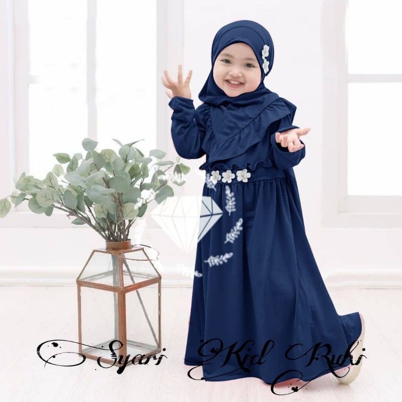 SYARI RUHI KID ANAK, MOSCREPE, GAMIS HIJAB MUSLIM, DRESS MAXY