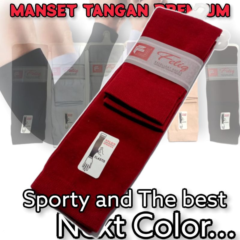 Manset Tangan Pria dan Wanita Tebal dan Panjang Manset Tangan Muslimah Manset Lengan Sarung Lengan-NILON MAROON