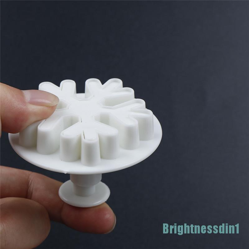 [Brightnessdin1]3pcs Snowflake Plunger Cutter Mold Sugarcraft Fondant Cake Decorating Tool