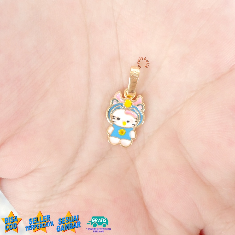 Lovelybutik - Liontin Kalung Anak Xuping Gold Lucu Cutie Blue Liontin Anak Lucu Tanpa Kalung