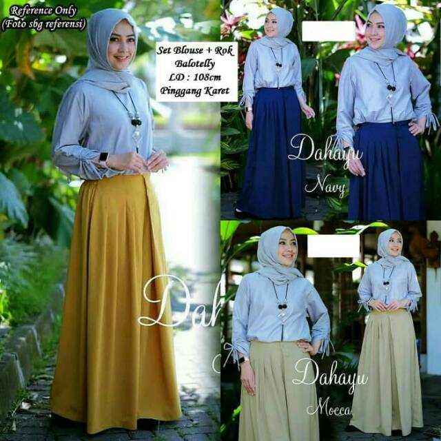 Baju setelan blus rok wanita muslimah Dahayu set