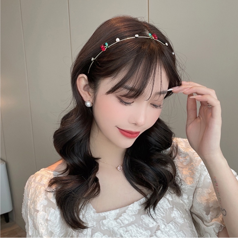 Headband Kristal Mutiara Berlian Imitasi Gaya Retro Korea