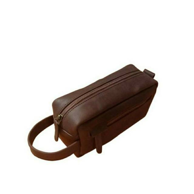TAS TANGAN KULIT ASLI MURNI LEATHER BAG CLUTCH KULIT ASLI GARUT LEATHER FULL GARUT PRIA - COKELAT